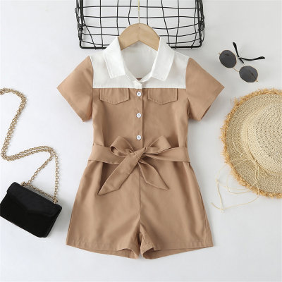 Toddler Girl Color-block Daily Overalls Shorts