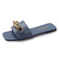 Sandalias con cadena de metal para mujer a la moda para uso al aire libre  Azul