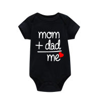 ins aliexpress ebay amazon wish popular mom+dad=me crawl suit triangle jumpsuit hafu baby  Black
