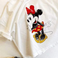 Pure cotton children's cute baby cartoon animation short-sleeved T-shirt summer 2024 new style top shirt for boys and girls  White