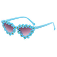 Kleinkind-Mädchen-Sonnenbrille im Blumenstil  Blau