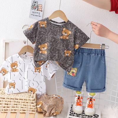 Letter Printed T-shirt Shorts Children's Clothing Set Cartoon Cute Boys' Suit Summer Casual All-match Two-piece Suit