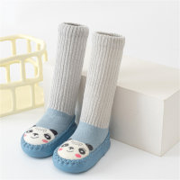 Rutschfeste Baby-Socken aus reiner Baumwolle im Farbblock-Cartoon-Stil  Blau