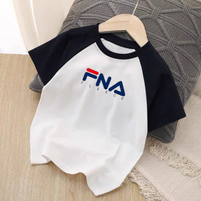 New spring and summer children's clothing for middle and large children, fashionable and trendy, versatile round neck color matching short-sleeved T-shirt