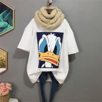 Camiseta de manga corta con estampado de dibujos animados del Pato Donald  Blanco