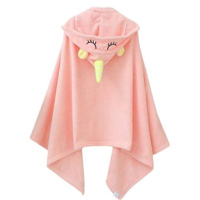 Unicorn coral fleece children's bath towel hooded cape