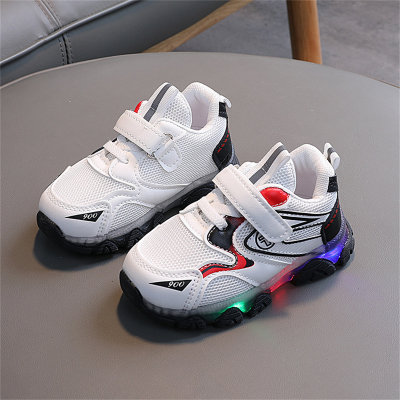 Calzado deportivo infantil con velcro a juego de colores LED.