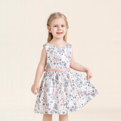 Bowknot Decor Floral Printed Dress for Toddler Girl