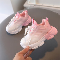 2023 Spring and Autumn New Children's Shoes, Sports Shoes for Boys and Girls Aged 1-6, Gradient Color White Shoes, Soft Soles, Versatile  Pink
