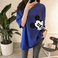 Adult Mickey Mouse Print T-shirt Top  Blue
