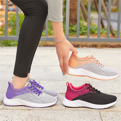 Women's new casual sports shoes breathable flying woven sports shoes fashionable student shoes