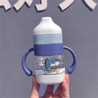 Vaso para beber para bebés, bebés y niños pequeños que aprenden a beber, vaso con forma de pico de pato, vaso con pajita, doble asa, hervidor antiasfixia y anticaída, vaso para leche  Azul