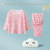 Mädchen Kinderhauskleidung ohne Knochen Baby-Schlafanzug Langarmanzug Sommer dünne Mädchen Klimaanlage Kleidung  Rosa