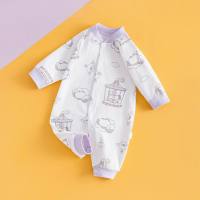 Baby jumpsuit four seasons pure cotton boneless newborn baby robe long-sleeved rompers newborn clothes  Multicolor