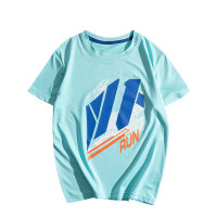Breathable mesh breathable quick-drying clothes for middle and large children, new summer boys short T-shirts  Blue