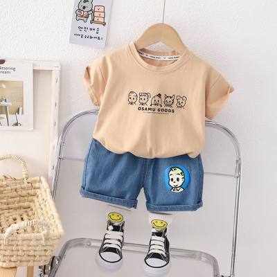 Boys summer fashionable children's clothes thin style baby casual short-sleeved two-piece suit children's outer wear Korean style children's clothing