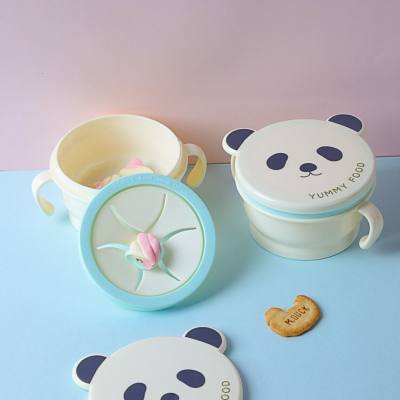 Bear double ear handle portable children's rice cereal bowl for home and outing