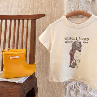 Camiseta de algodón puro con estampado de dibujos animados para niños y niñas, camiseta de manga corta de nuevo estilo, verano 2024  Multicolor