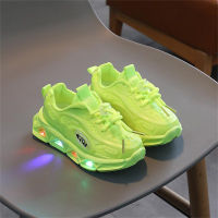 Sneakers con lacci LED tinta unita per bambini  verde