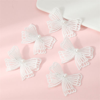 Forcina per capelli stile farfalla con decorazioni di perle da 5 pezzi per ragazze