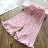 Girls wide leg pants nine points anti-mosquito pants small pants summer casual pants  Pink