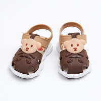 Toddler Cartoon Style Hollow Velcro Sandals  Coffee