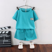 2-teiliges Kurzarm-T-Shirt mit einfarbigem Buchstabenmuster für Kleinkinder und passende Shorts  Grün