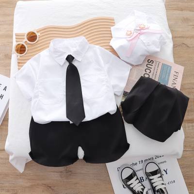 Children's clothing children's short-sleeved suits new handsome baby girl shirt summer clothes boy summer two-piece suit