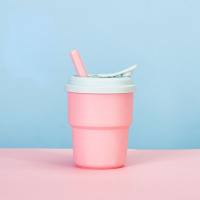 Silicone straw cup  Pink