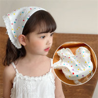 Children's colorful plaid lace headscarf non-slip headband  Multicolor