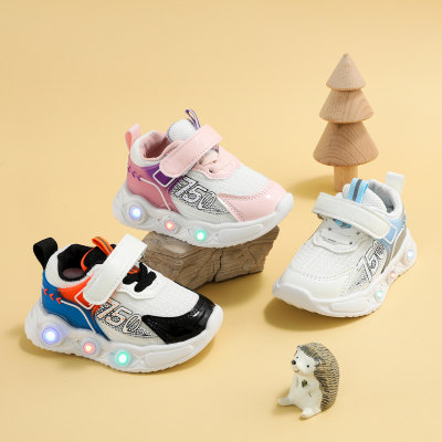 Toddler LED Color-block Patchwork Velcro Sneakers