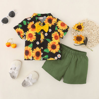 hibobi Boy Baby Sunflower Print Short Sleeve Shirt Set