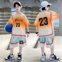 New summer boys' basketball uniforms for children, quick-drying uniforms for middle and large children, two-piece suits  Orange