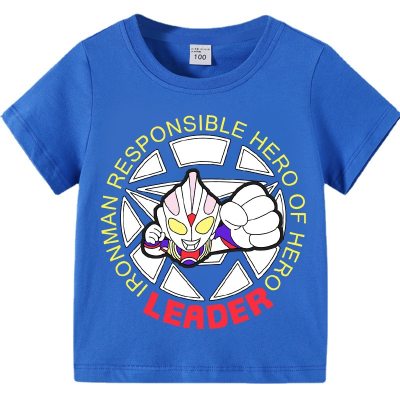Camiseta de manga corta con dibujos de Ultraman para bebé, algodón puro, partes superiores nuevas para niños y niñas, verano 2024