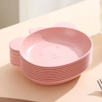 Cartoon bear Japanese style home light luxury small dinner plate  Pink