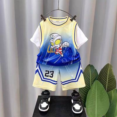 2024 Ultraman Clothes Boys Cool Handsome Suit Sports Year-old Children's Clothes Boys Basketball Clothes Summer Clothes Short Sleeves in Stock