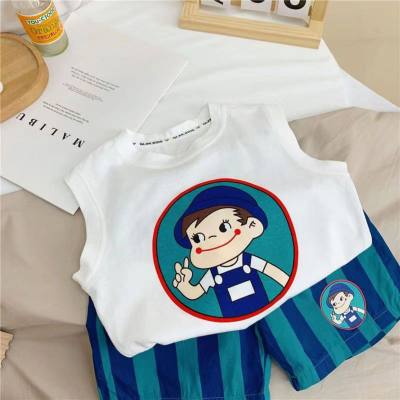 Boys summer suits new style children's clothing baby summer style children's summer vest thin handsome sleeveless clothes