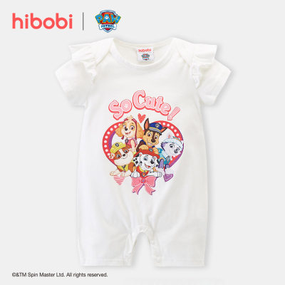 hibobi×PAW Patrol Baby Girl Body de algodón de manga corta con estampado de dibujos animados y volantes