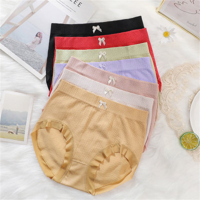 Women's pure cotton crotch graphene breathable color matching mid-waist summer thin style