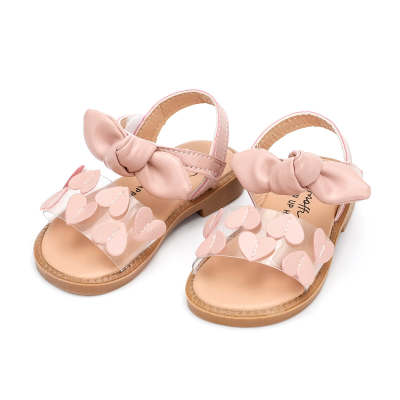 Sandalias de moda con decoración de lazo en forma de corazón para niños pequeños