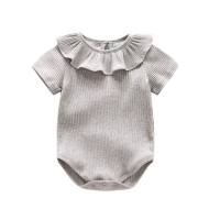 Newborn baby clothes baby crawling clothes summer short-sleeved romper baby clothes lace wrap clothes multi-color optional  Gray