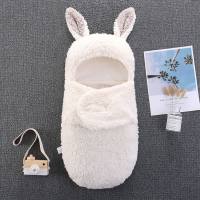 حقيبة نوم من القطيفة على شكل أرنب من القطن الخالص للأطفال  مشمش