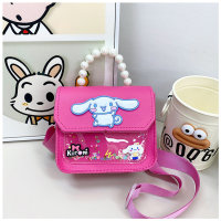Little princess cute cartoon cinnamon dog Korean version niche pearl handbag crossbody bag  Hot Pink