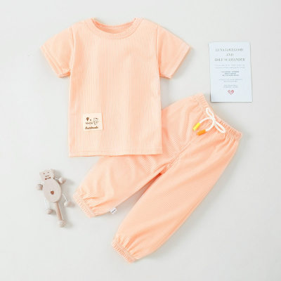 Toddler Girl Sweet Solid T-shirt & Trousers Pajamas