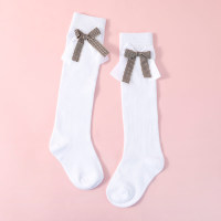Chaussettes pour enfants avec nœud papillon pour toute-petite fille  blanc