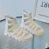 Zapatos romanos de princesa para niñas pequeñas, sandalias huecas de suela blanda para niños grandes y niñas  Blanco