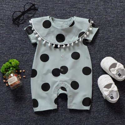 ins baby cardigan crawling suit pure cotton summer baby girl short-sleeved jumpsuit newborn 100-day-old haha clothing trend