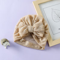 Baby-Mütze mit Schleife und Dekor aus Netzstoff  Khaki
