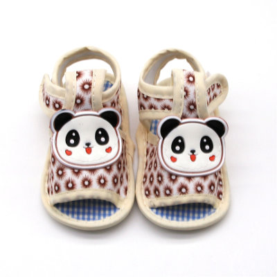 Sandálias com sola macia com estampa de bebê Panda