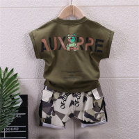Toddler Boy Cotton Camouflage Bear Sporty Top & Shorts  Green